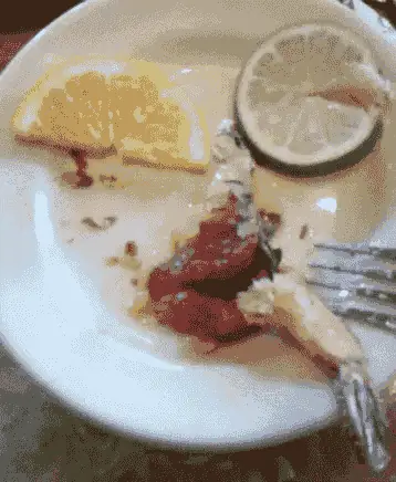 Woman reacting to leftover food
